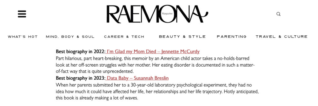 Information Little one Named 'Finest Biography in 2023' by Raemona Magazine