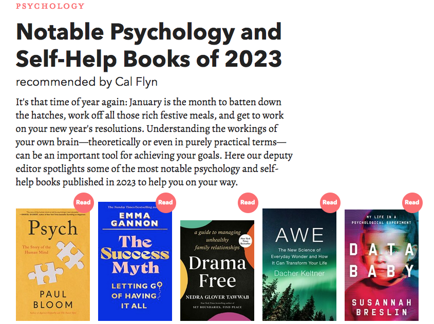 Data Child Is Just one of 5 Books’ Notable Psychology and Self-Aid Textbooks of 2023 — SUSANNAH BRESLIN